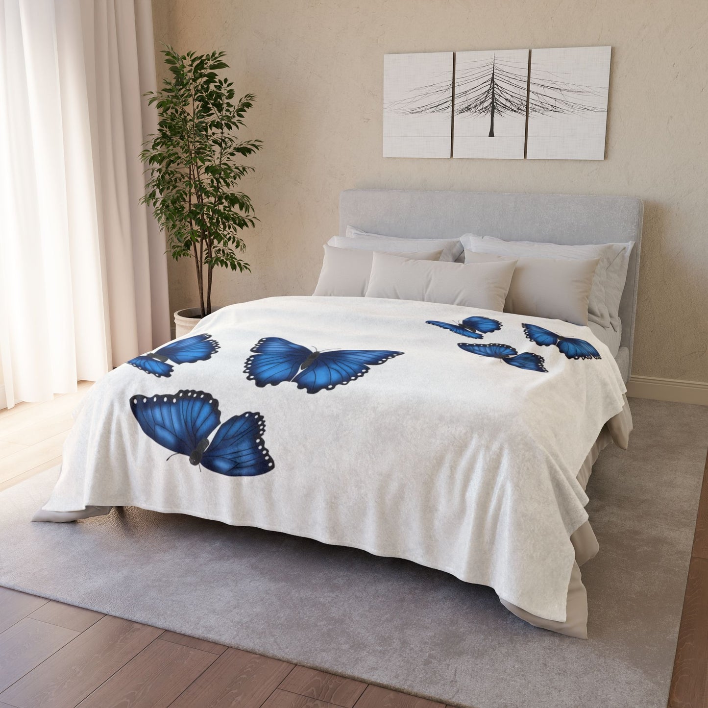 Butterfly Soft Polyester Blanket, Cozy Throw Blanket, Gift for Nature Lovers, Home Decor, Bedroom Accessories, Butterfly Decor