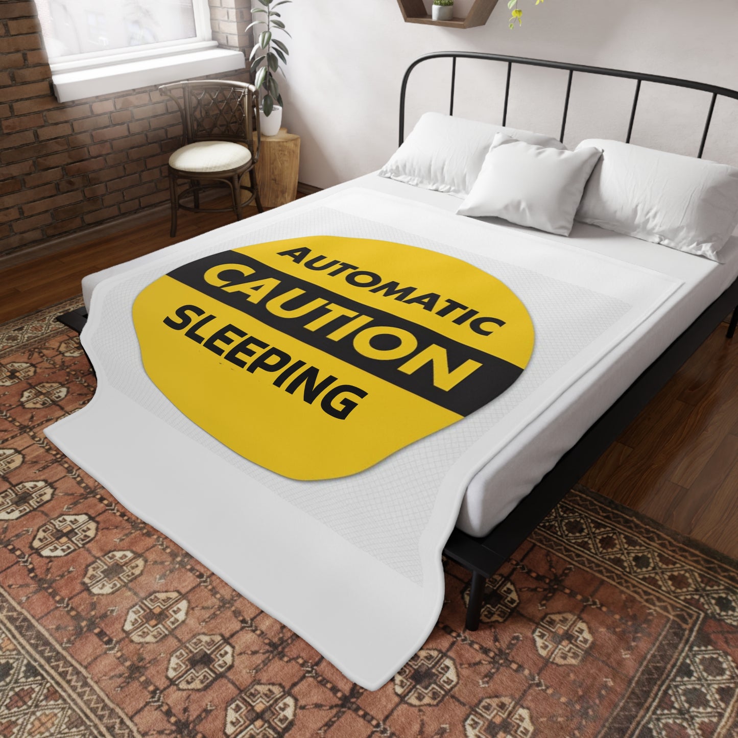 Caution Sleeping Blanket - Cozy Plush Fleece, Relaxation Gift, Bedtime Decor, Snuggle Essential, Perfect for Naps, Home Comfort