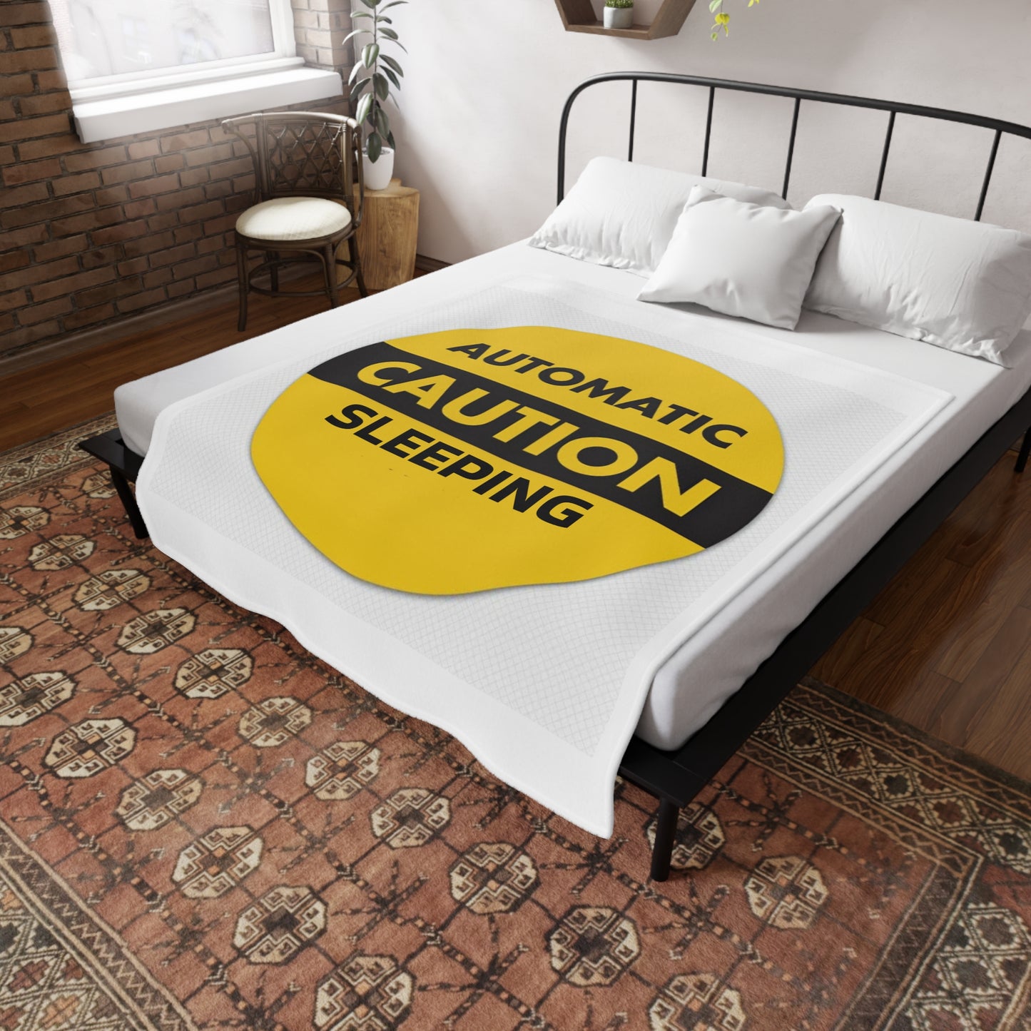 Caution Sleeping Blanket - Cozy Plush Fleece, Relaxation Gift, Bedtime Decor, Snuggle Essential, Perfect for Naps, Home Comfort