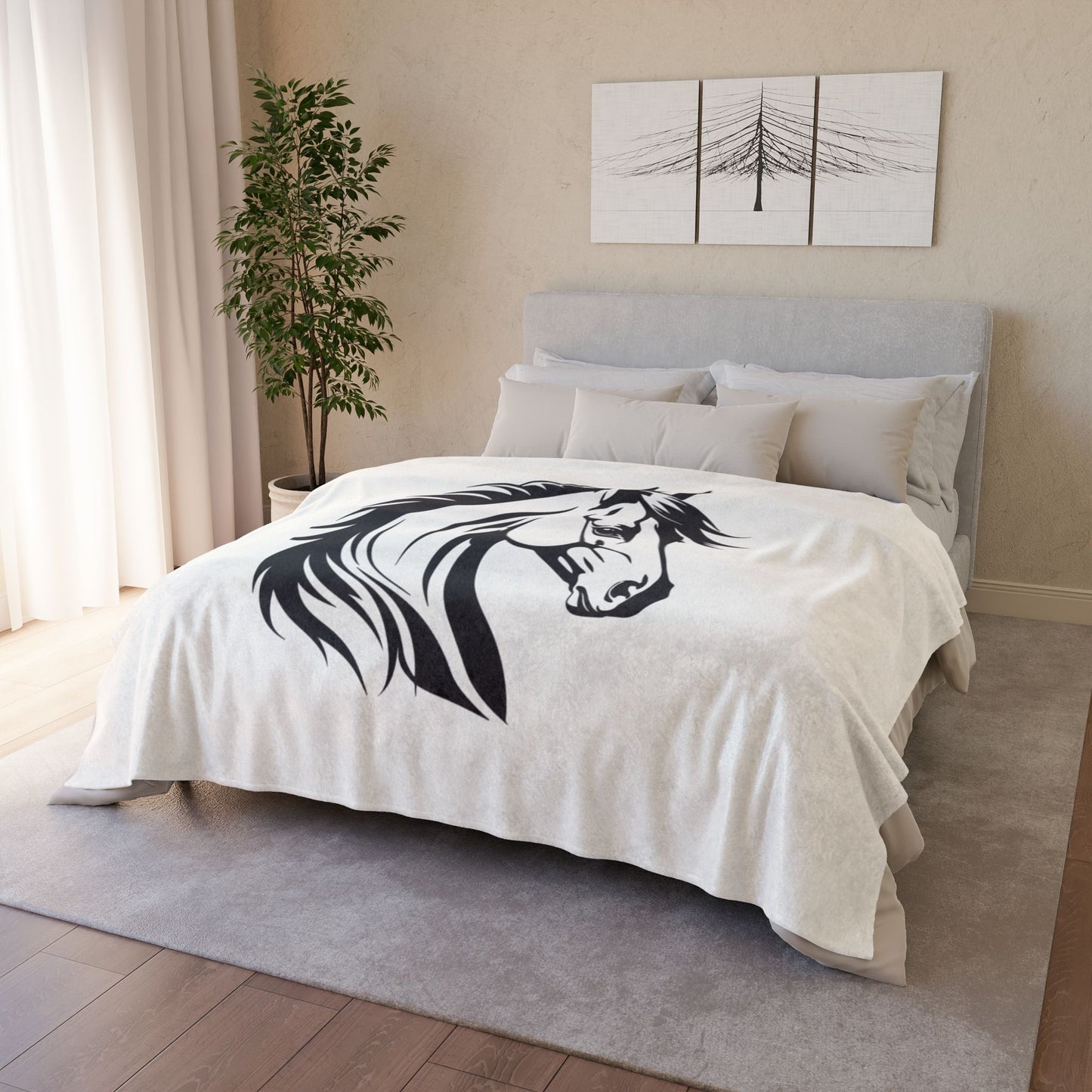 Elegant Horse Design Blanket, Perfect for Equestrian Lovers, Cozy Home Decor, Gift for Horse Lovers, Pet Owner Gift, Farmhouse Decor