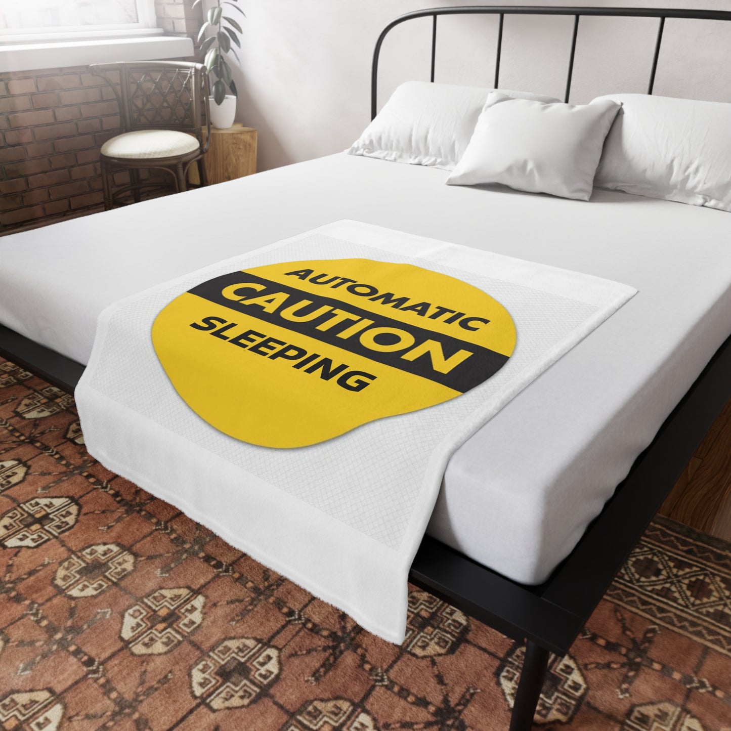 Caution Sleeping Blanket - Cozy Plush Fleece, Relaxation Gift, Bedtime Decor, Snuggle Essential, Perfect for Naps, Home Comfort