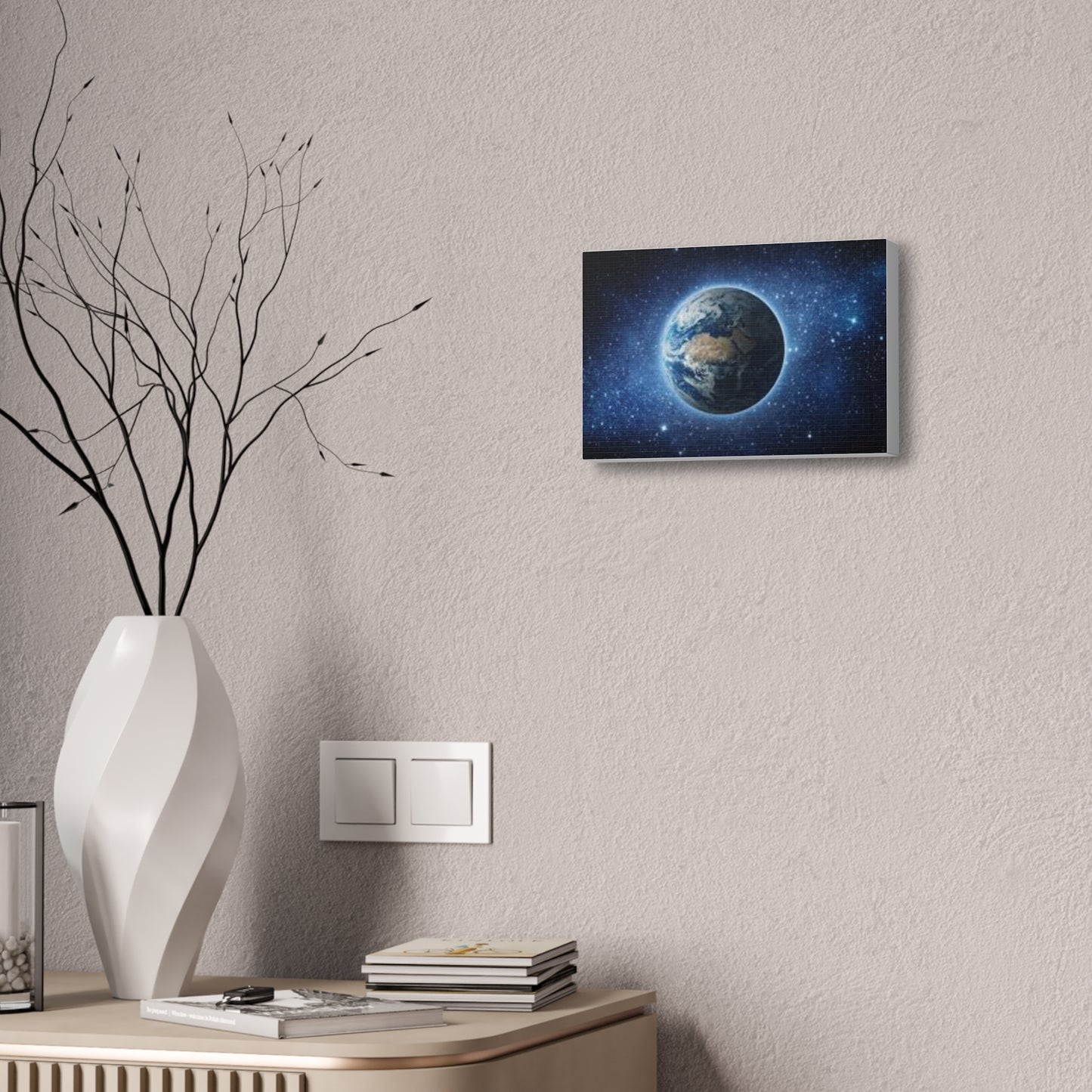 Canvas Wall Art with Earth Design, Cosmic Home Decor, Universe Artwork, Gift for Space Lovers, Modern Wall Decor, Galaxy Print