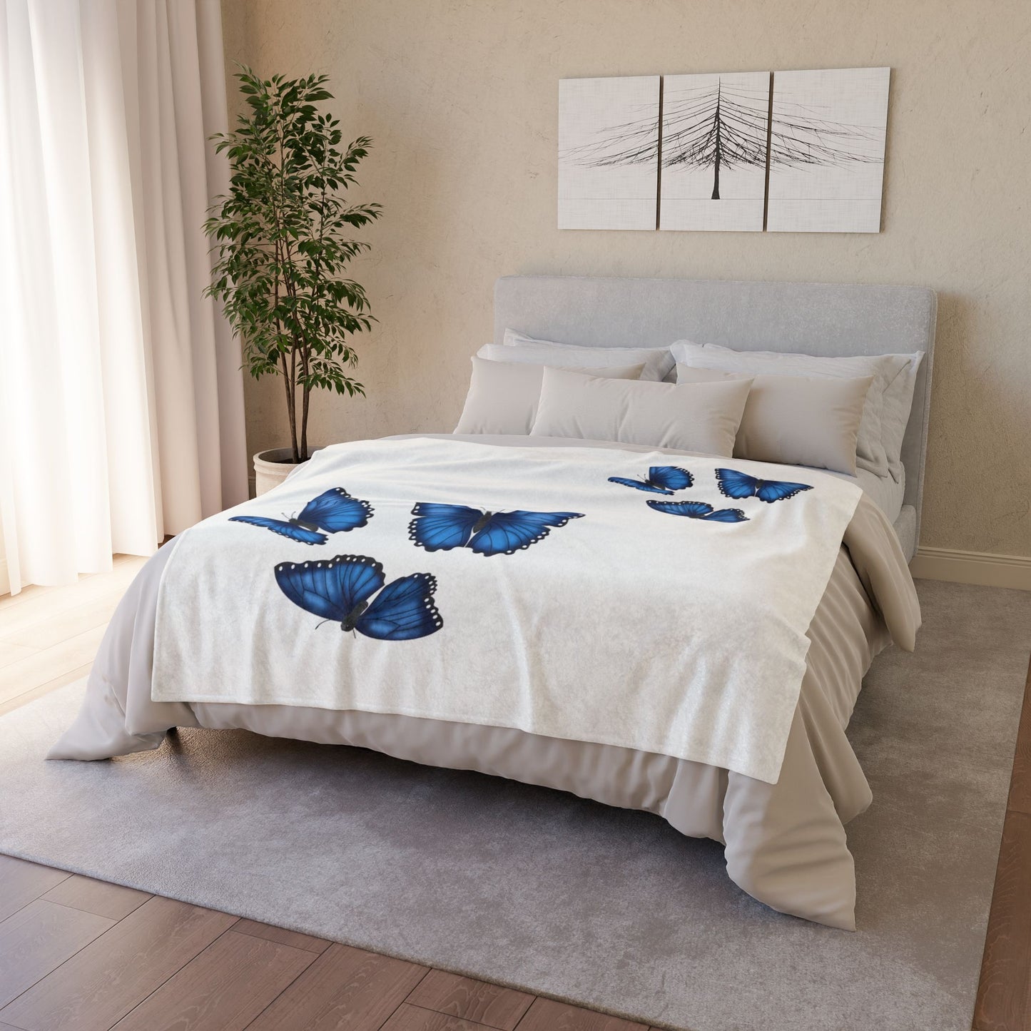 Butterfly Soft Polyester Blanket, Cozy Throw Blanket, Gift for Nature Lovers, Home Decor, Bedroom Accessories, Butterfly Decor