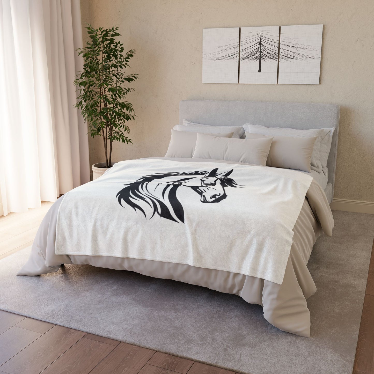 Elegant Horse Design Blanket, Perfect for Equestrian Lovers, Cozy Home Decor, Gift for Horse Lovers, Pet Owner Gift, Farmhouse Decor