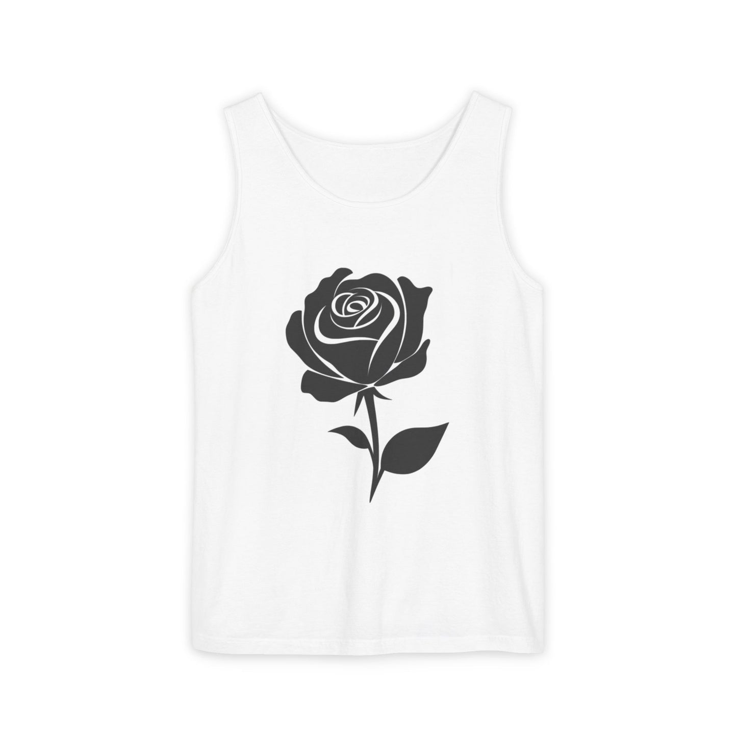 Florals & Comfort: Garment-Dyed Rose Tank Top, Casual Wear, Summer Essential, Gift for Her, Festival Fashion