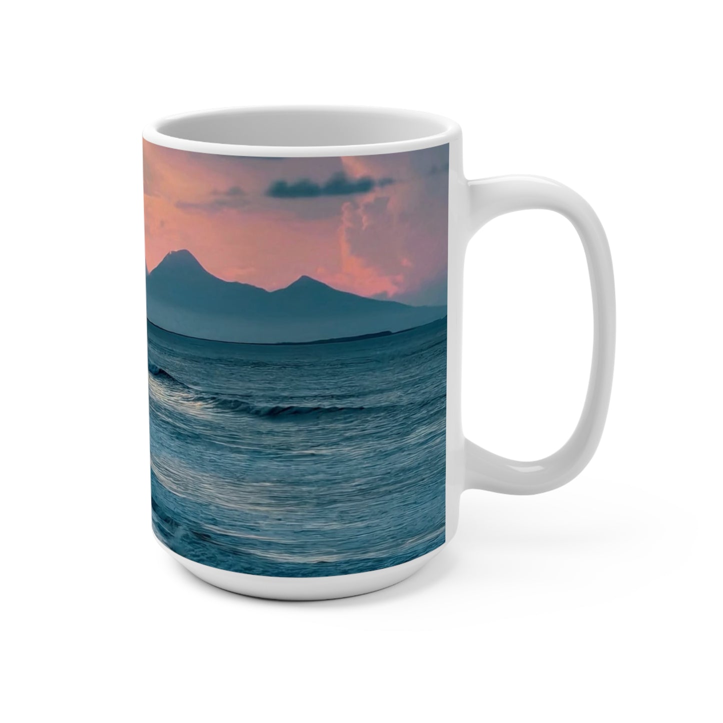 Serene Ocean Wave Mug - 15oz Coffee Cup for Beach Lovers, Perfect Gift for Coastal Vibes, Relaxing Home Decor, Nautical Life