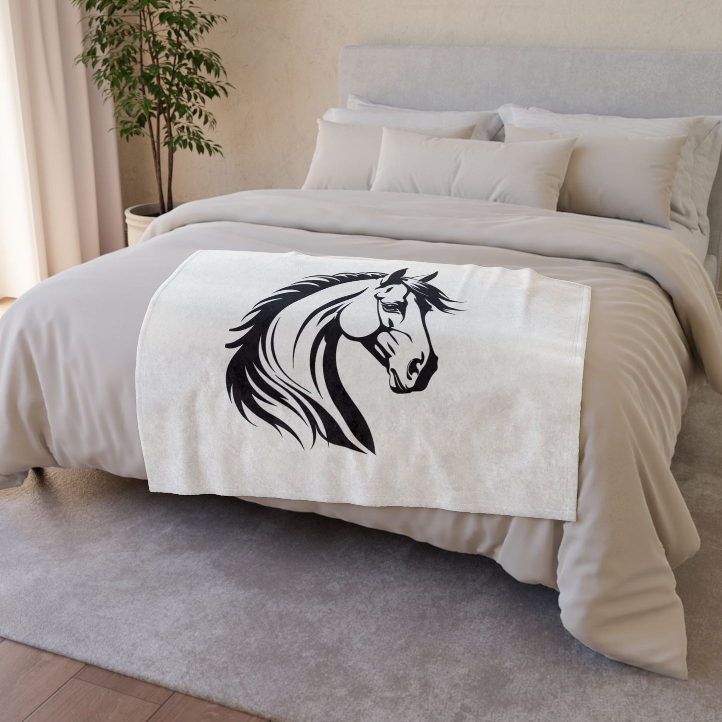 Elegant Horse Design Blanket, Perfect for Equestrian Lovers, Cozy Home Decor, Gift for Horse Lovers, Pet Owner Gift, Farmhouse Decor