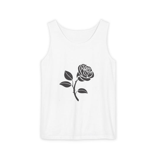 Florals & Comfort: Garment-Dyed Rose Tank Top, Casual Wear, Summer Essential, Gift for Her, Festival Fashion